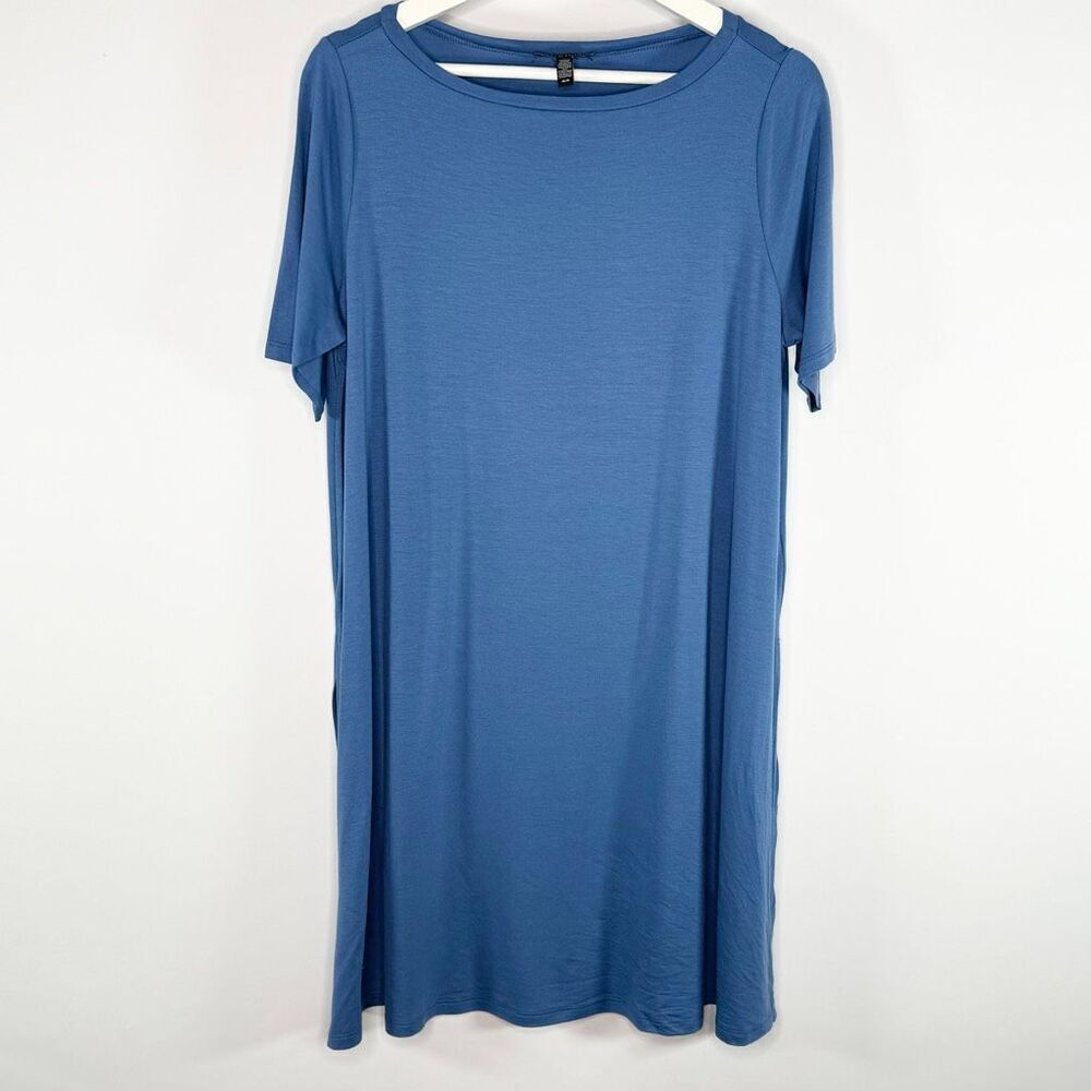 Eileen Fisher Blue Short Sleeve Tunic with Side Slit - US Women’s M